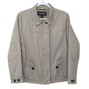 Woolrich Zip/Button Close Jacket Khaki Outerwear Padded Multi-Pockets Utility M